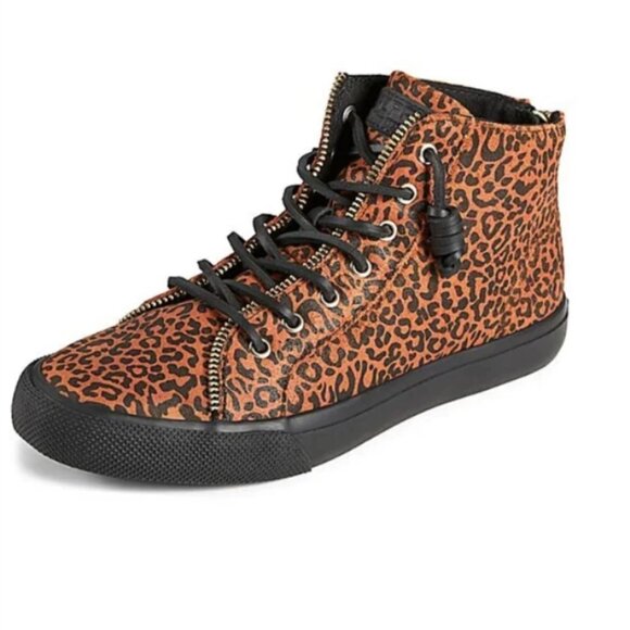 NEW! Sperry x Rebecca Minkoff Leopard Print High Top Sneakers - Size 6.5 - Picture 1 of 9
